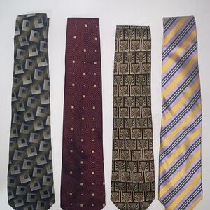 Italian Mens Neckties Lot of 4- 100% Silk